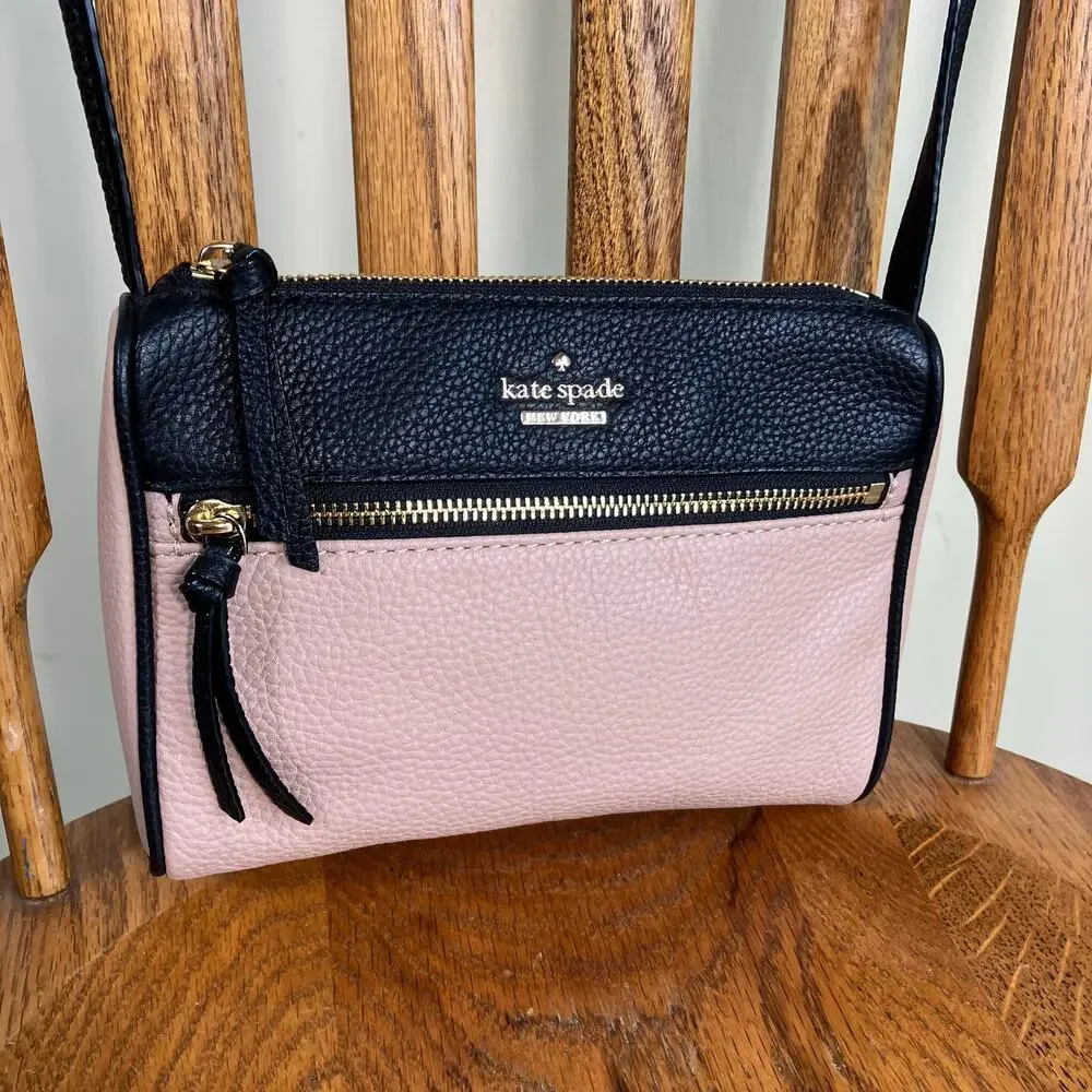 Kate Spade Jackson Street Mini Cayli Crossbody Bag Two Toned Pebbled Leather